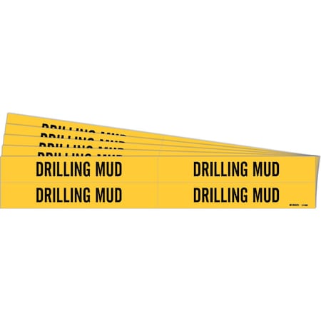 DRILLING MUD Pipe Marker Style 4 Black On Yellow 4 Per Card, 5 PK